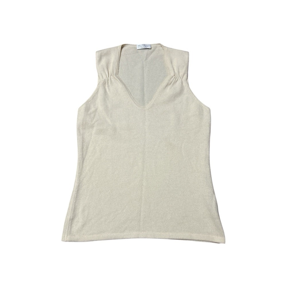 Brunello Cucinelli Cashmere Tank Top Size Medium Cream Made In Italy